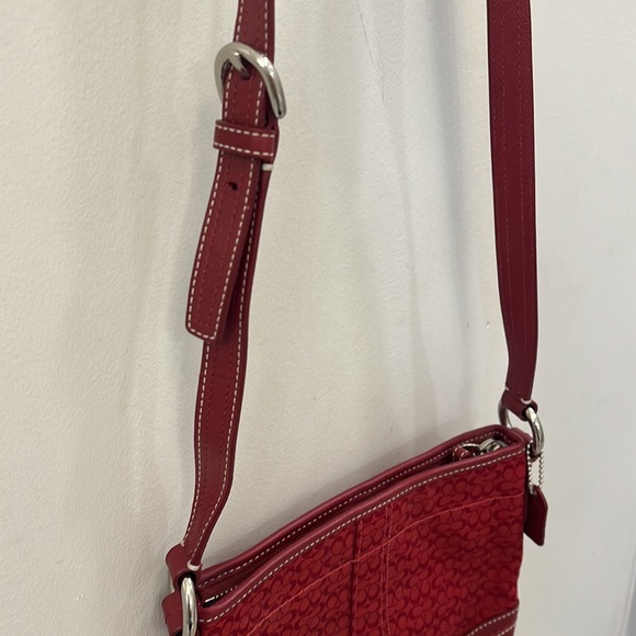 Red Coach Cross Body Purse - leather strap and accents - Picture 3 of 7